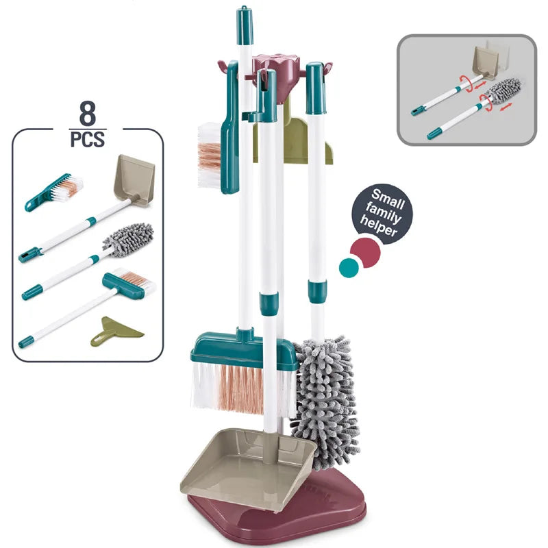 Kids Household Cleaning Toy Set Cleaning Tool Pretend House Play Cleaning Home Play Toy Game Broom and Mop Set for Kids Gift
