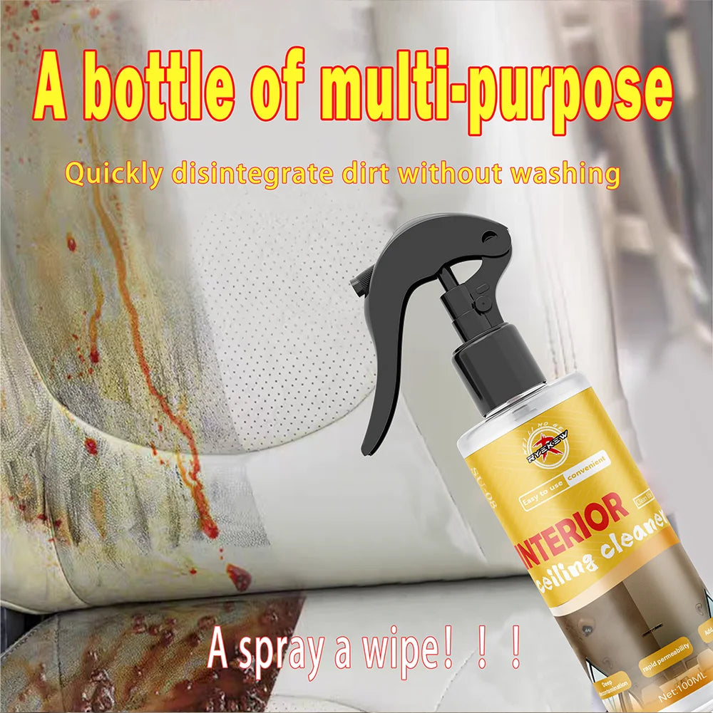 Car Interior cleaner Efficient Cleaning  All-purpose Spray for Car Interiors Sofa,Roof Central Consoles Free From Water Washing