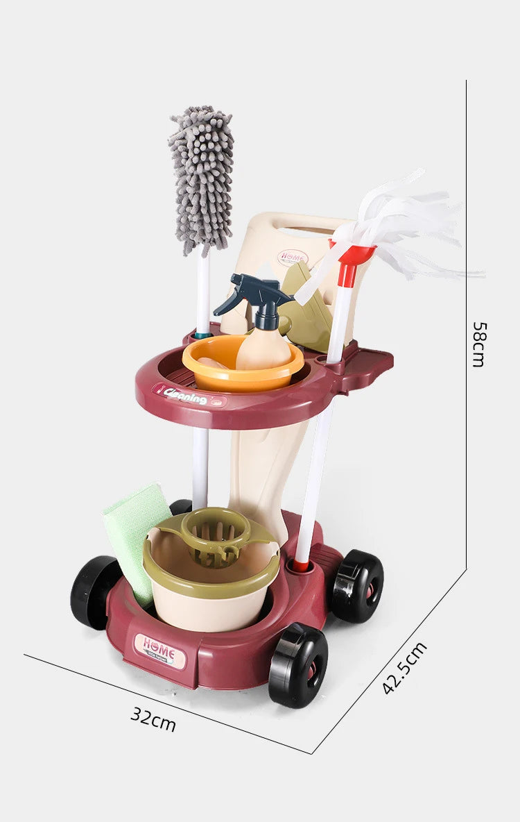 Kids Household Cleaning Toy Set Cleaning Tool Pretend House Play Cleaning Home Play Toy Game Broom and Mop Set for Kids Gift