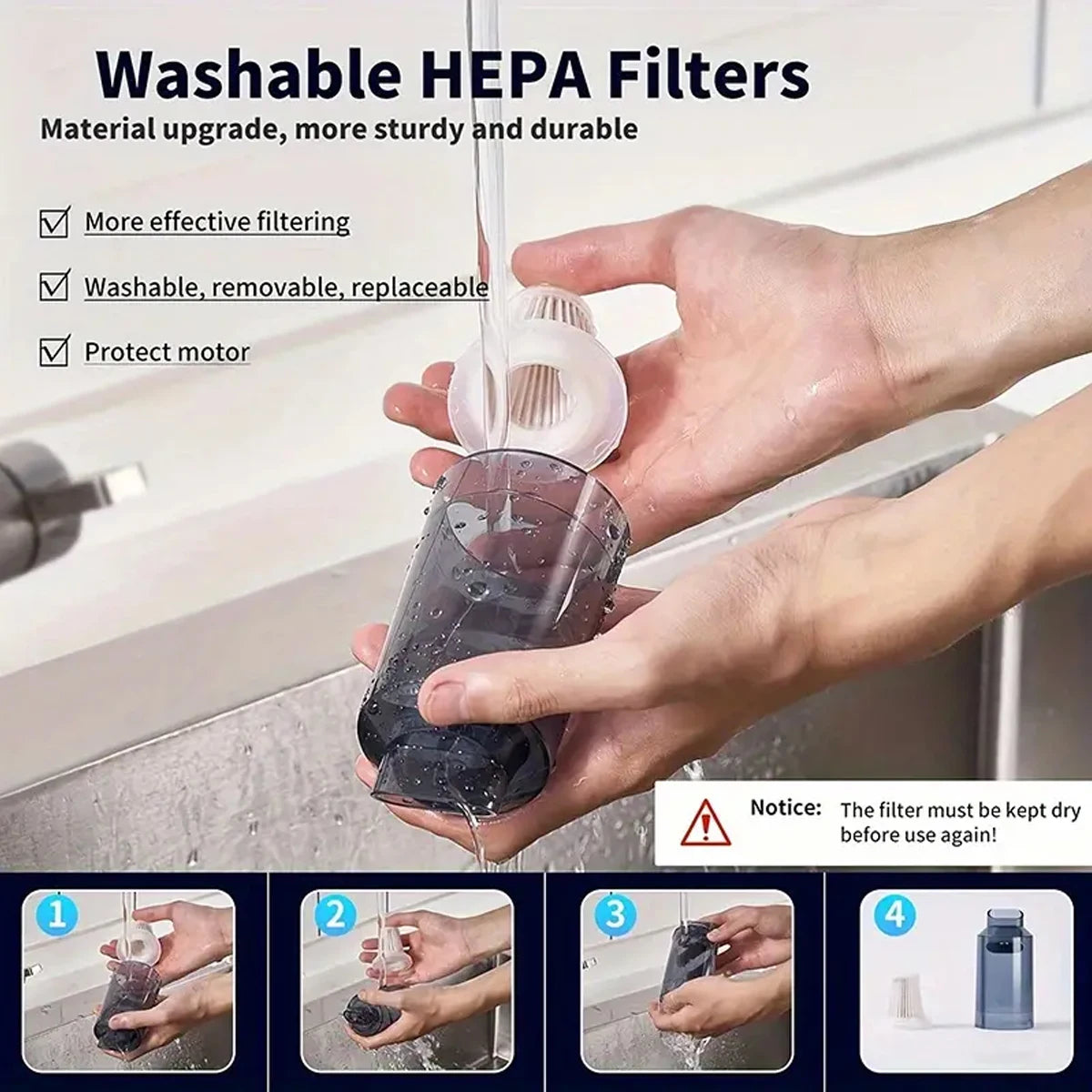 Car vacuum cleaner, small, high suction, household car, portable, inflatable, dual-use handheld car dust blower/hair dryer