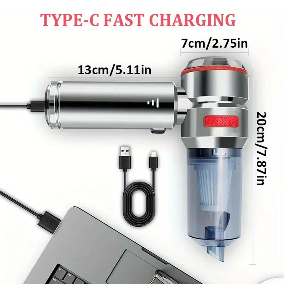 Car vacuum cleaner, small, high suction, household car, portable, inflatable, dual-use handheld car dust blower/hair dryer