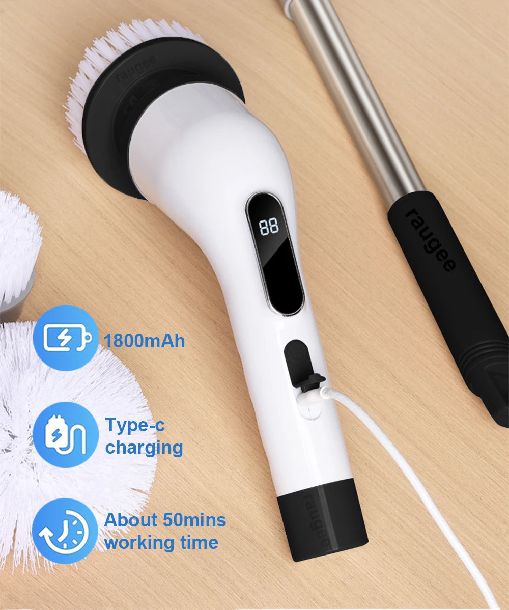 Electric Cleaning Brush Multifunctional Electric Bathroom Cleaning Brush Household Rotation 9in1 Toilet Cleaning Electric Brush