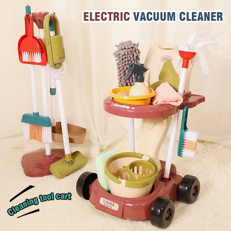 Kids Household Cleaning Toy Set Cleaning Tool Pretend House Play Cleaning Home Play Toy Game Broom and Mop Set for Kids Gift