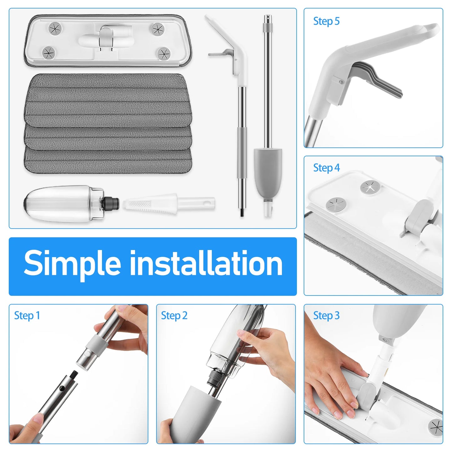 Refillable Rotatable Spray Mop With Replacement Pads Flat Mop For Cleaning Wet Mop Microfiber Spray Mop Dry Wet Floor Mop