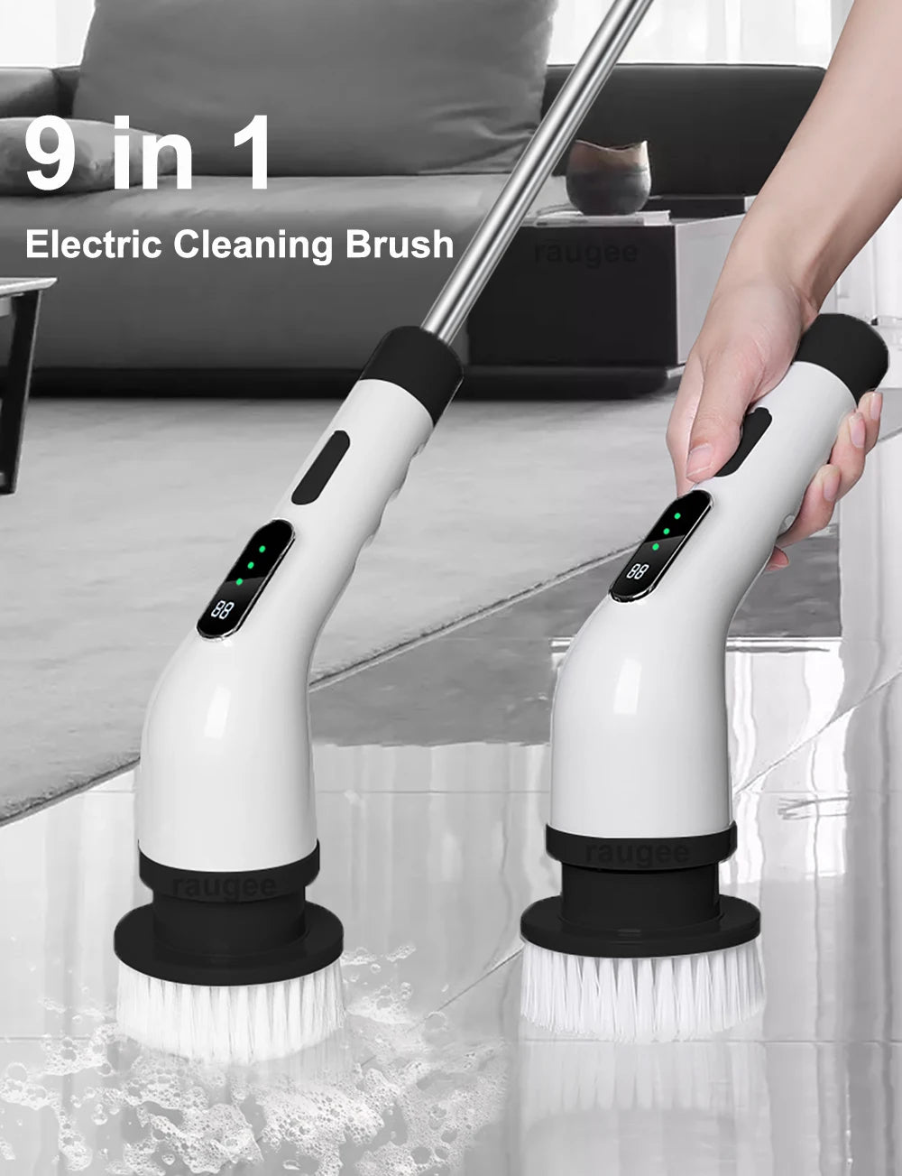 Electric Cleaning Brush Multifunctional Electric Bathroom Cleaning Brush Household Rotation 9in1 Toilet Cleaning Electric Brush
