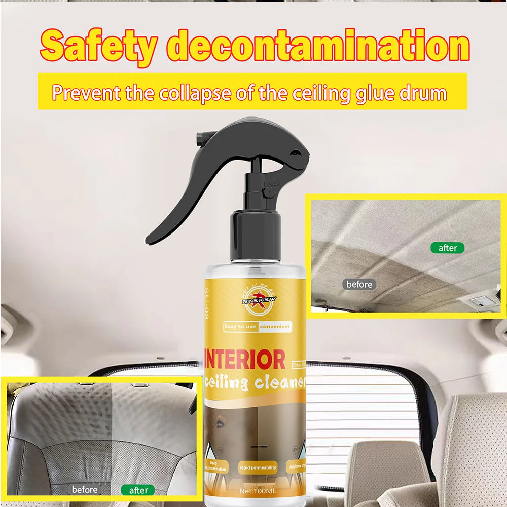 Car Interior cleaner Efficient Cleaning  All-purpose Spray for Car Interiors Sofa,Roof Central Consoles Free From Water Washing